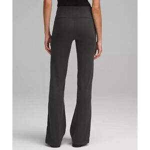 Lululemon pants 4 dark gray brushed softstreme ribbed flare zip long tall preppy
